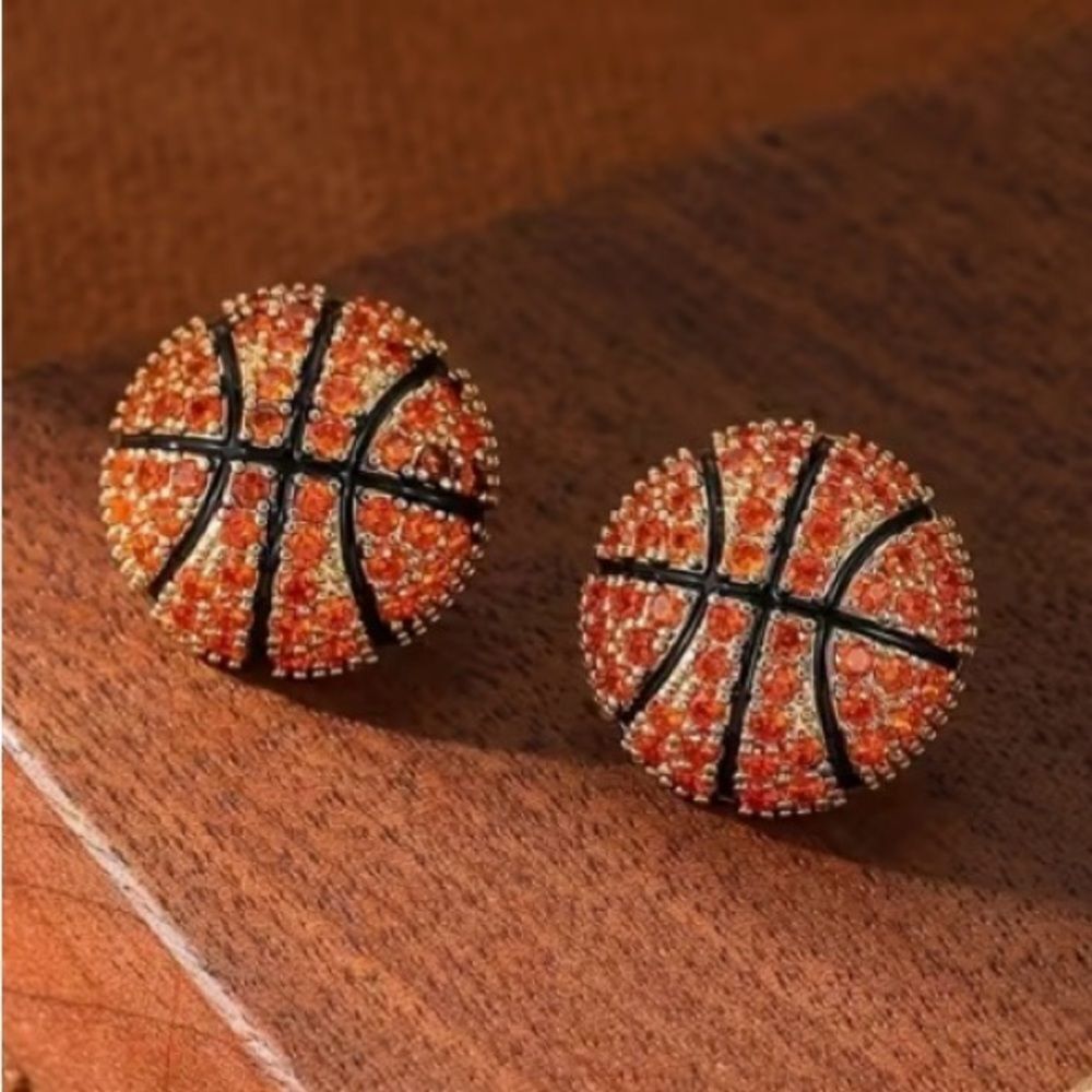 🏀 Betsey Johnson Basketball Rhinestone Earrings 🏀 - Picture 5 of 9